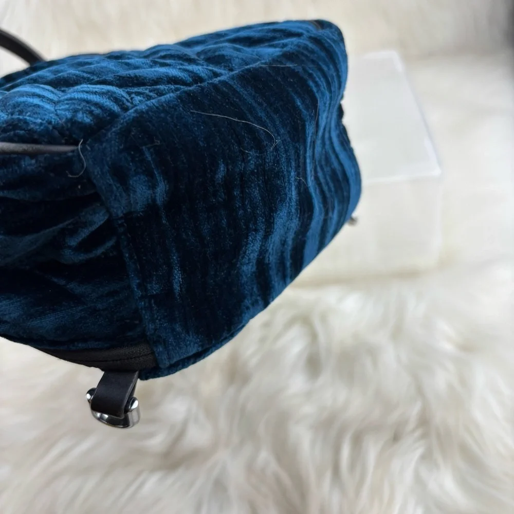Kate Spade Briar Lane Quilted Crushed Velvet mini Midnight Blue Backpack